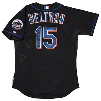 2011 Carlos Beltran Game Used and Signed New York Mets Black Road Jersey From Final Game as a Met Worn 7/26/11 (MLB Authenticated,  Mets LOA & PSA/DNA)